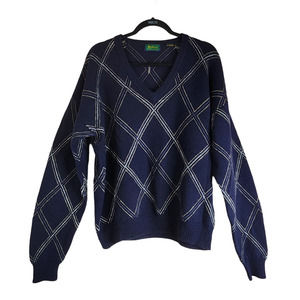 Byford London Mens Pullover Sweater Size XL Cashmere Wool Blend Blue Long Sleeve